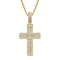 colar personalizado de joias com diamantes, homens mulheres cobre pavimentar com zircão banhado a ouro Jesus cruz colar corrente blingbling